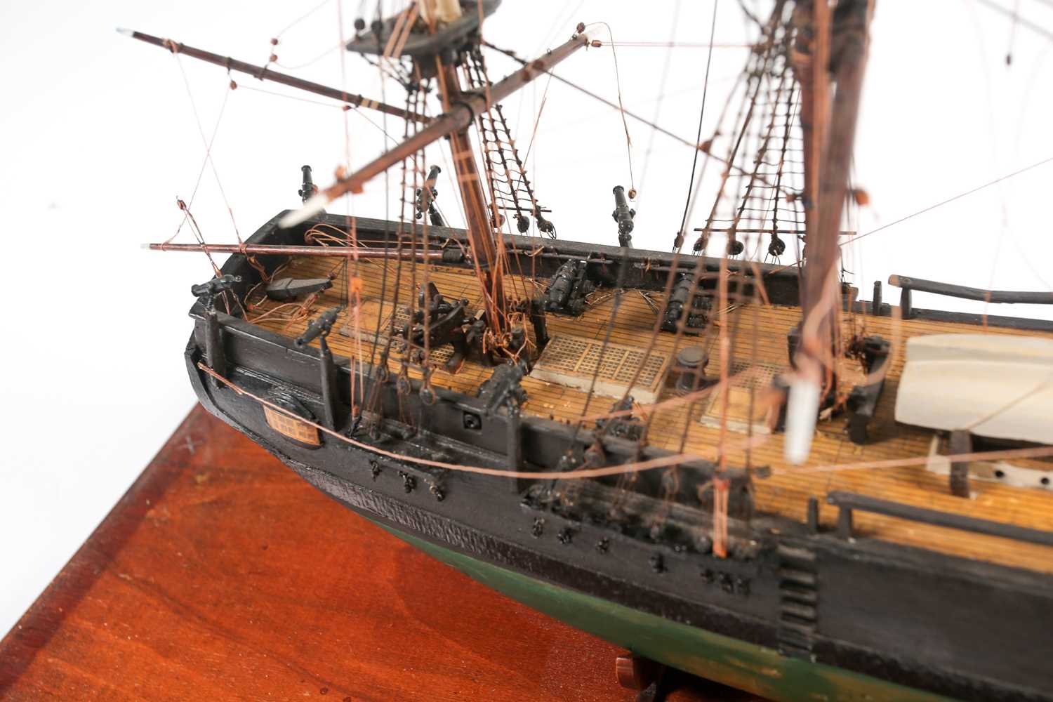 A scale model of the full-rigged HM Bounty with painted detail. Housed in a glazed display case. - Image 5 of 7