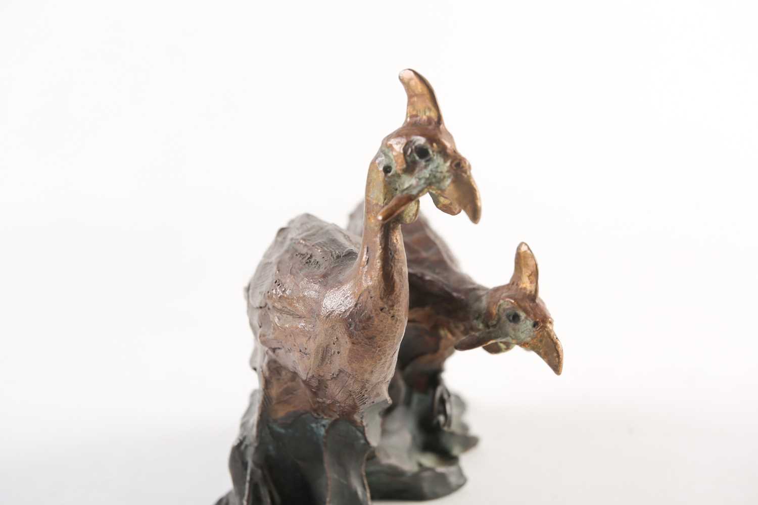 David Tomlinson: a limited edition bronze study of a pair of cassowary birds, on an integral - Image 5 of 6