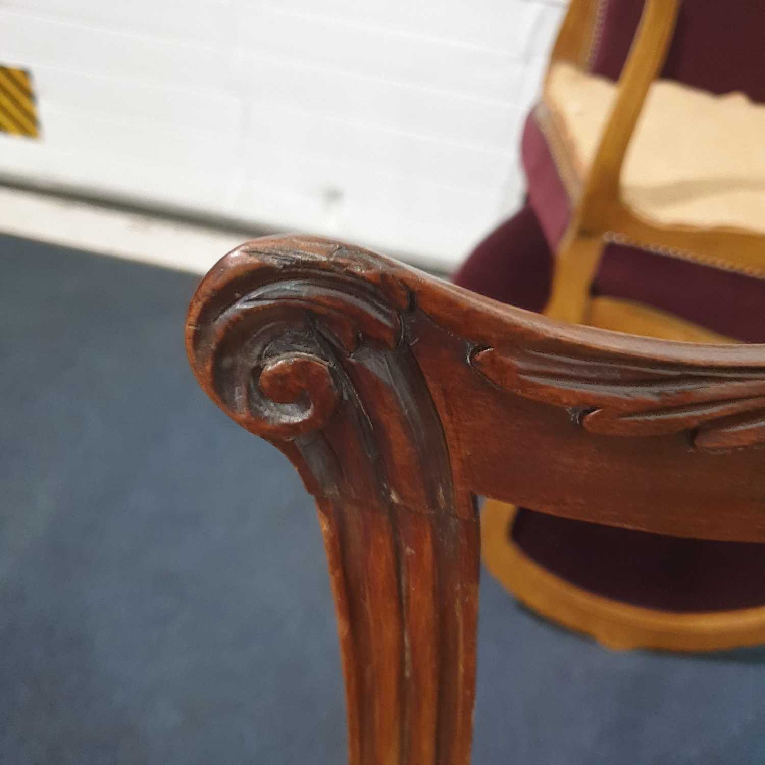 A pair of George III carved and pieced mahogany "Chippendale" style side chairs with bow-shaped - Image 15 of 24