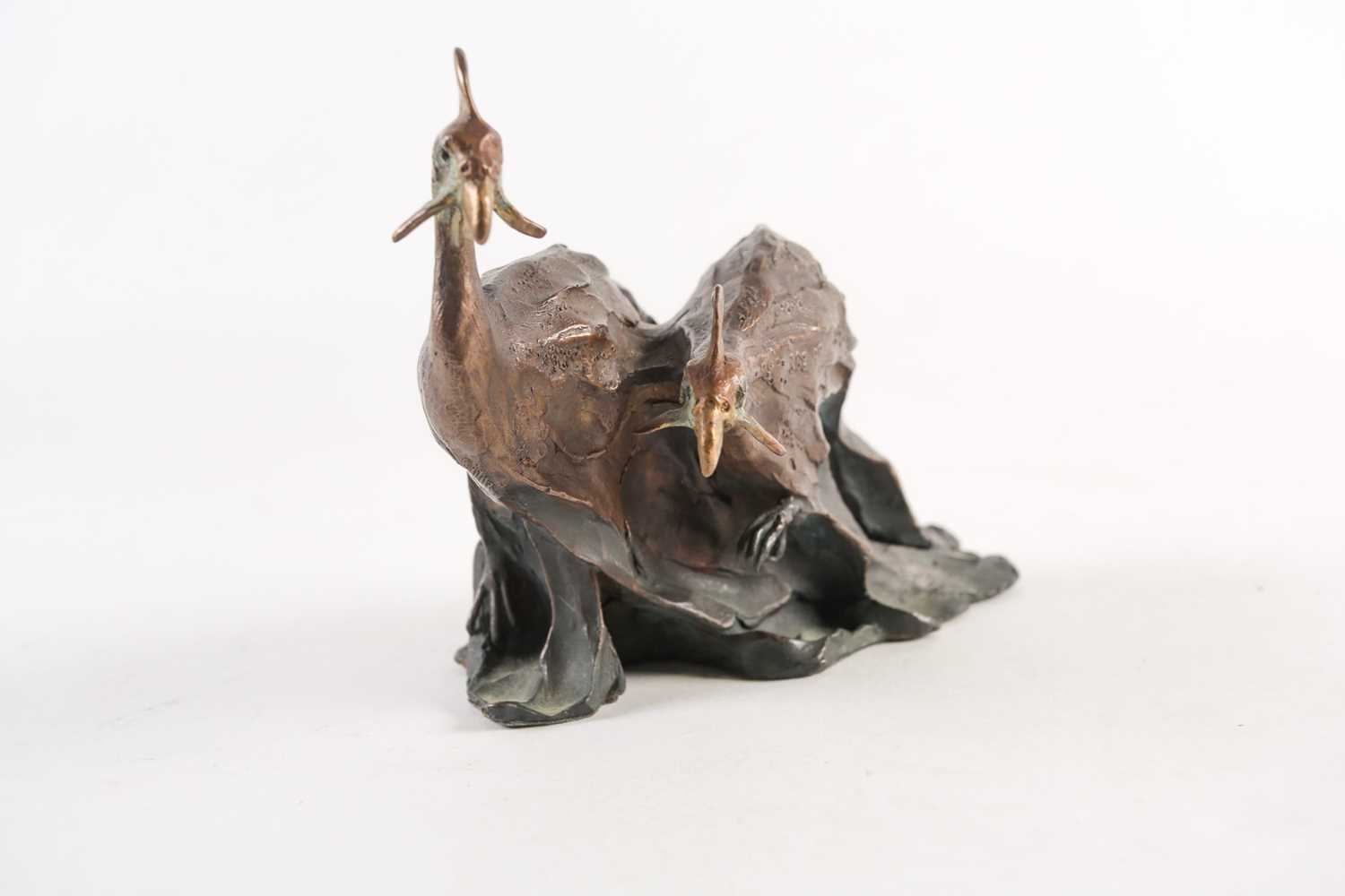 David Tomlinson: a limited edition bronze study of a pair of cassowary birds, on an integral - Image 2 of 6