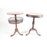 A Victorian circular, rosewood, and floral marquetry tripod work table with gallery under tier,