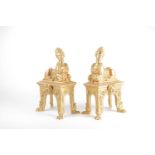 Fine pair of French Louis XV ormolu sphinxes 'figures' / chenets. Each with satyrs masks and lions