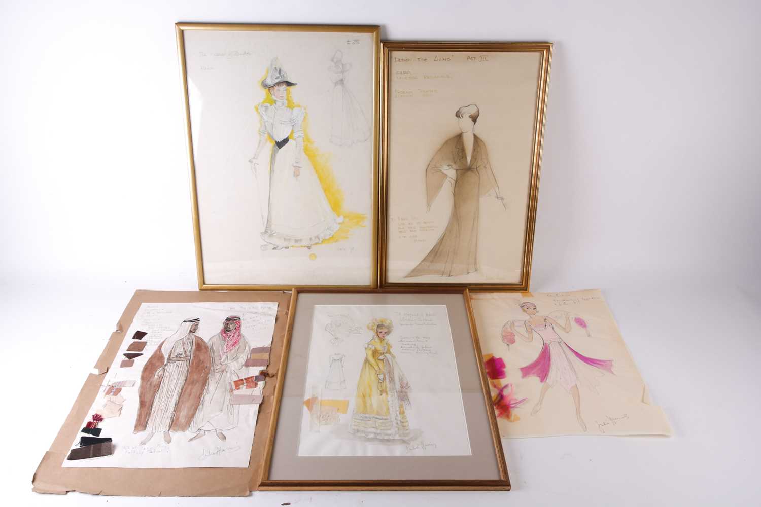 Julie Harris (British, late 20th century), three original costume designs to include sketches for