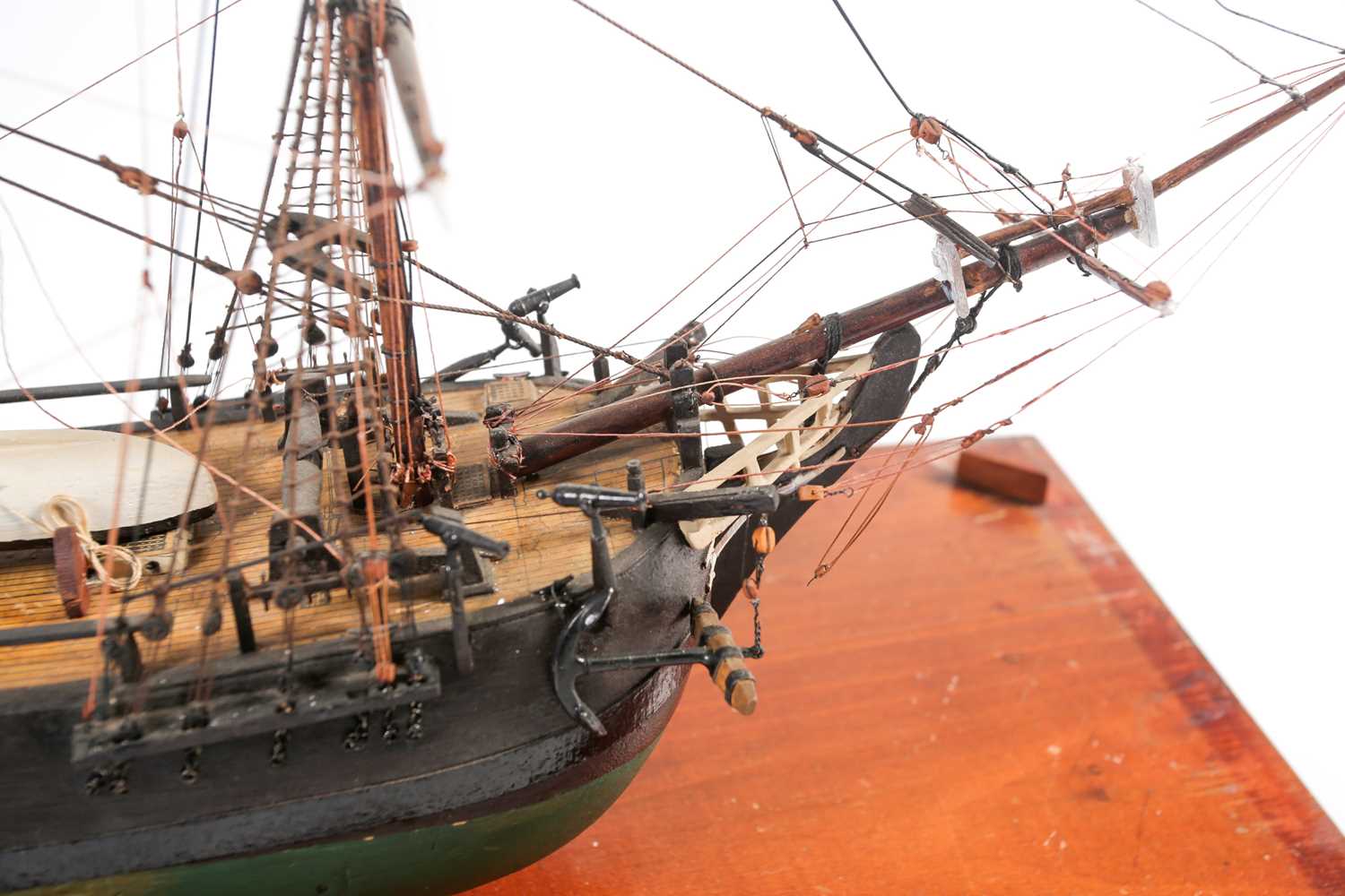 A scale model of the full-rigged HM Bounty with painted detail. Housed in a glazed display case. - Image 2 of 7