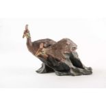 David Tomlinson: a limited edition bronze study of a pair of cassowary birds, on an integral