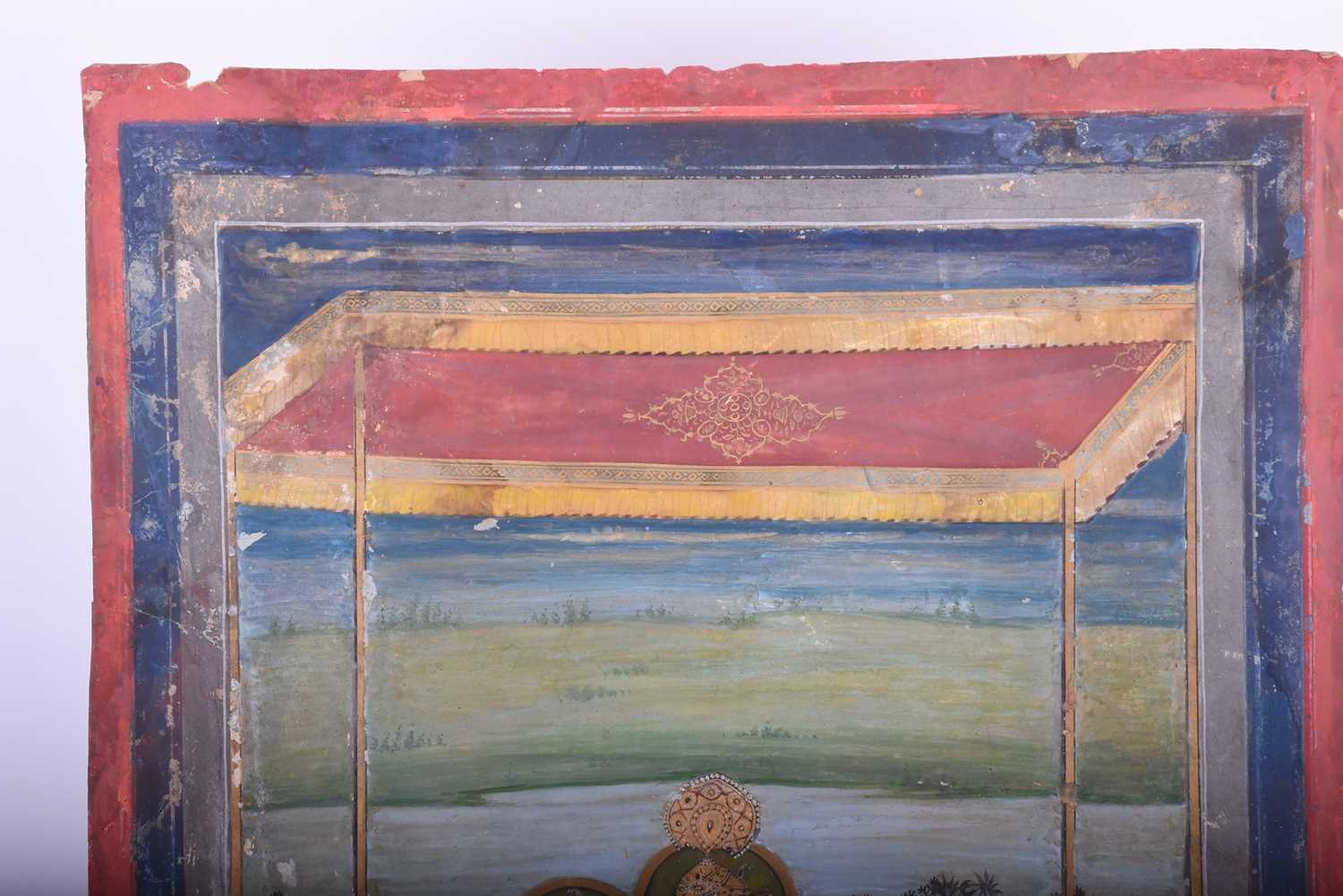 Indian School, 18th/19th century, Krishna with Nama Gopi and Seva Gopi beneath a canopy with - Image 3 of 3