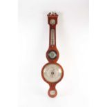 A 19th century satinwood strung mahogany five function, Mercurial, banjo barometer, thermometer by