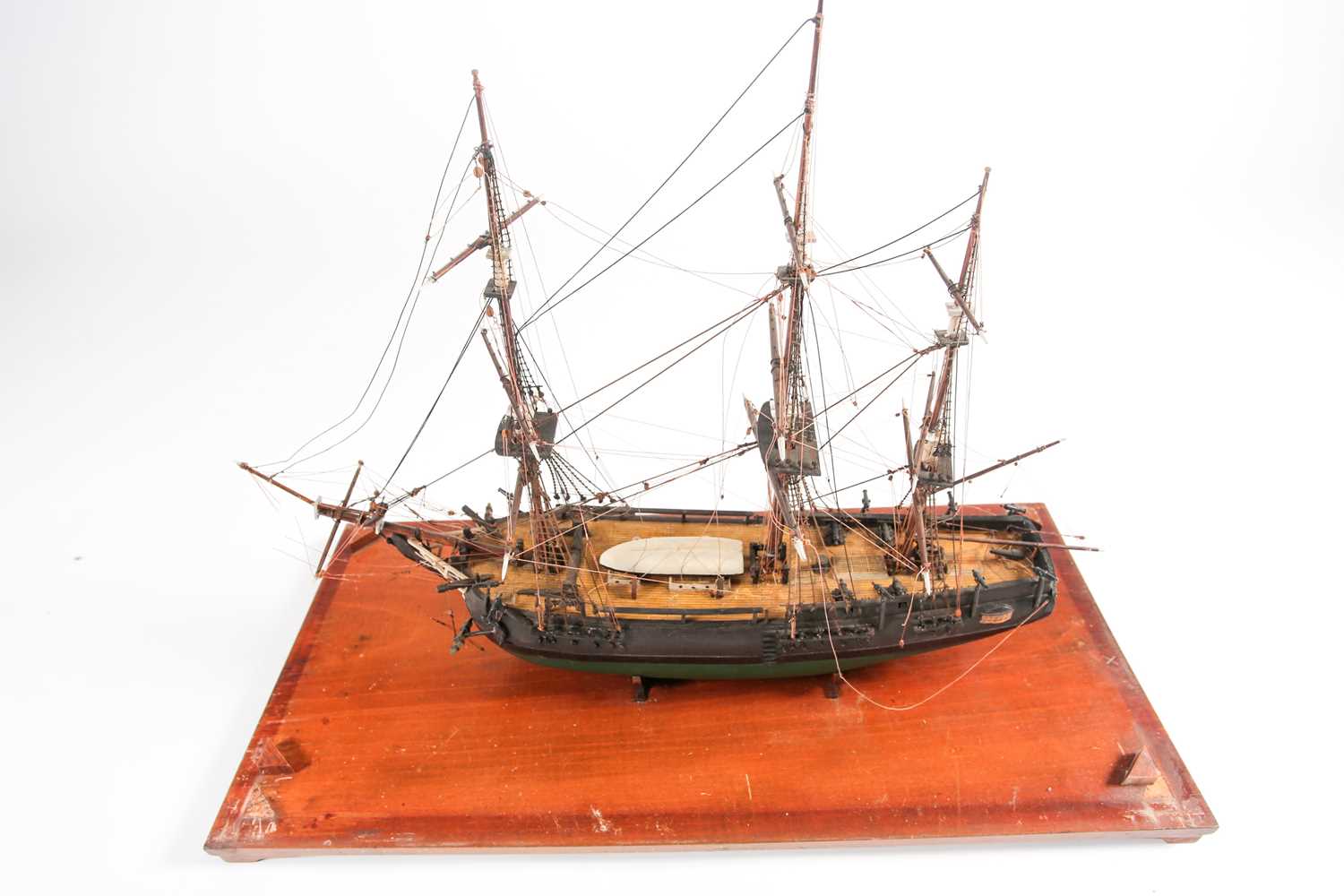 A scale model of the full-rigged HM Bounty with painted detail. Housed in a glazed display case. - Image 3 of 7