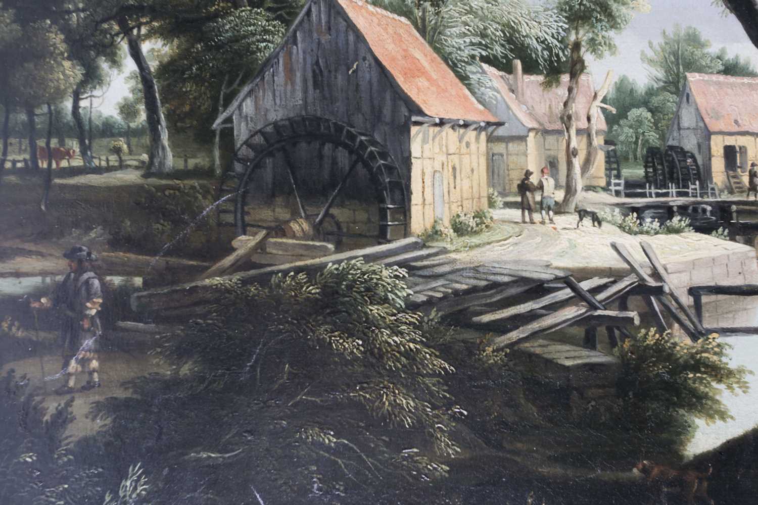 Early 20th century school, a watermill in a rural setting, unsigned oil on canvas, 81 cm x 66 cm - Image 3 of 6