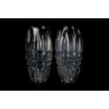 A pair of Waterford Crystal glass vases, of faceted narrow ovoid form, 26 cm.Qty: 2Condition report: