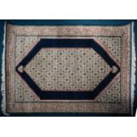 A 20th century Senneh style ,silk on silk rug, with a large central lozenge with barbs and filled