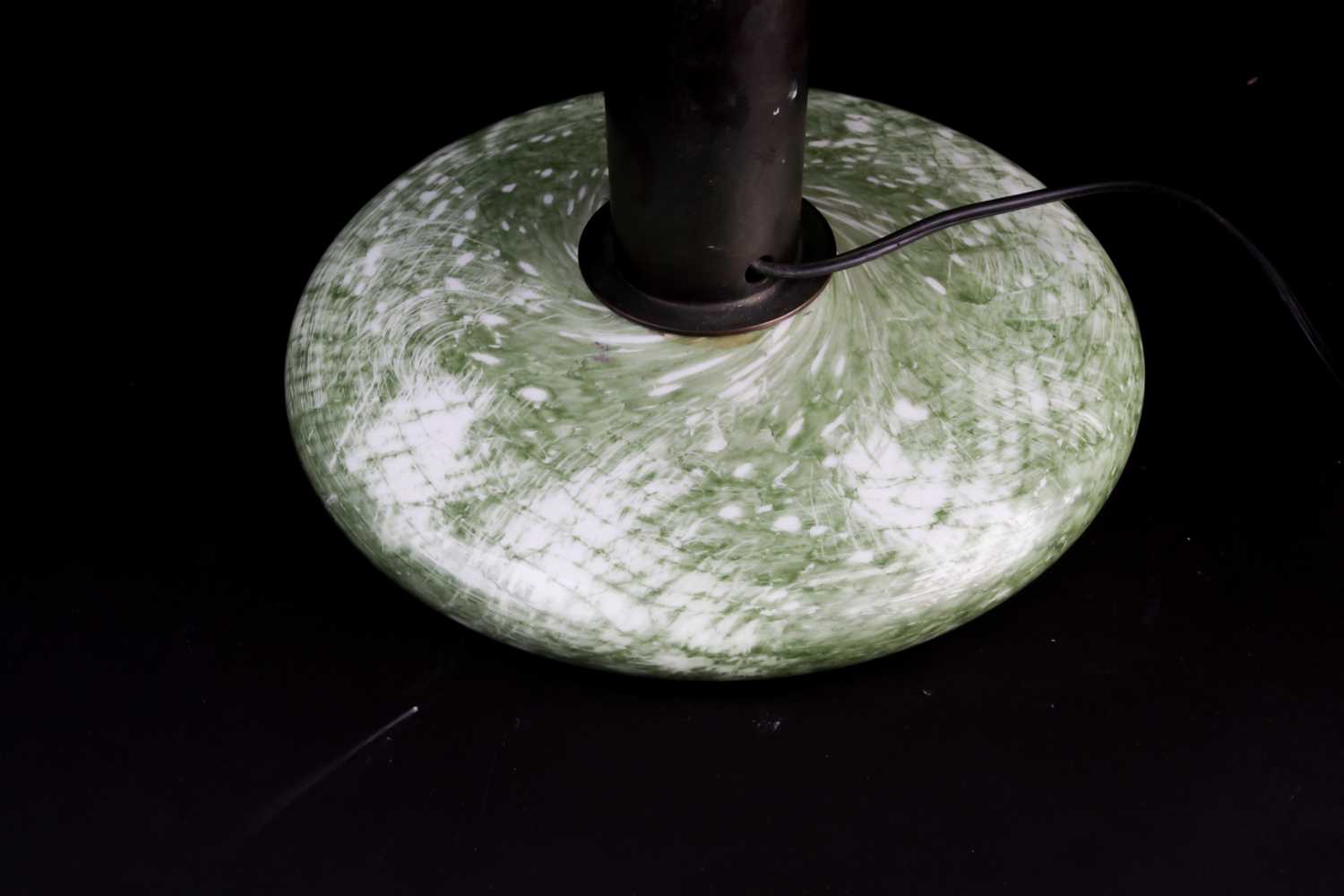 An Italian Modernist style bronze and mottled green glass table lamp, with domed shade, 58 cm high. - Image 3 of 4