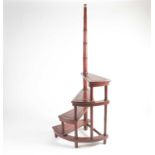 A set of reproduction mahogany and red leather half-spiral library steps, 161 cm high.Condition