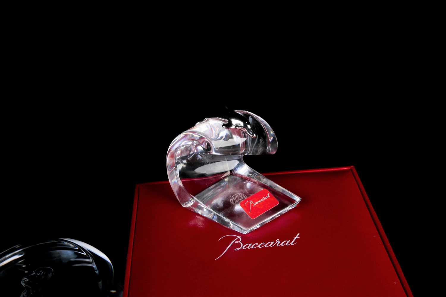 A boxed Baccarat crystal glass paperweight, modelled as a dolphin on a wave, 5.5 cm high, together - Image 7 of 7