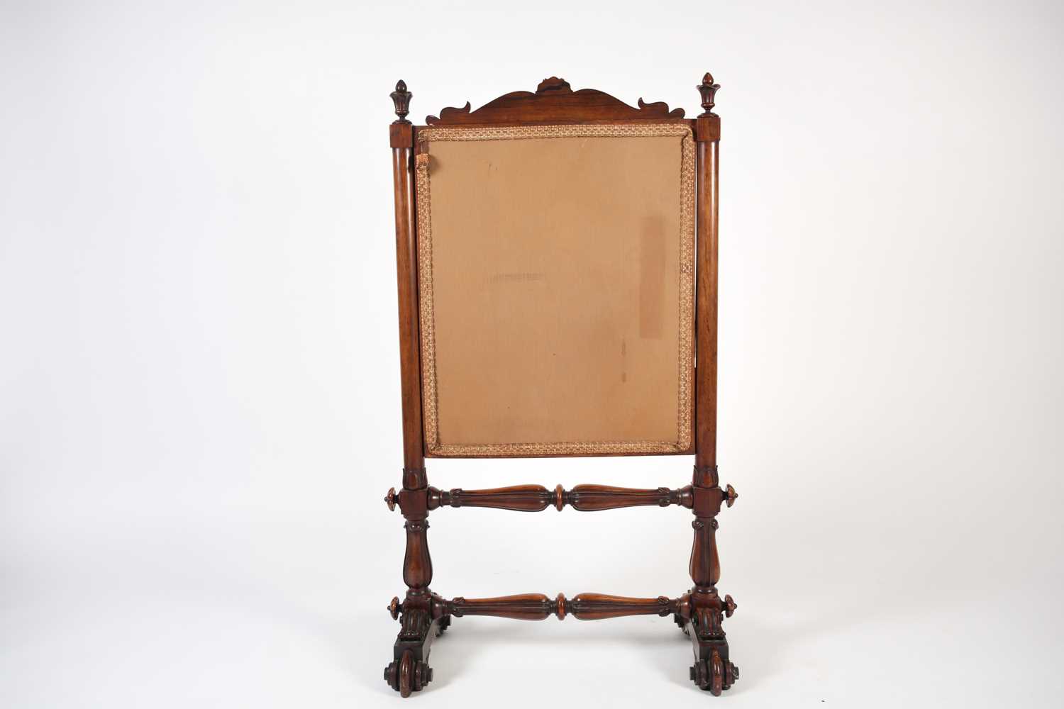 A Victorian mahogany and petit point firescreen, with shell and scroll decoration over turned - Image 6 of 7