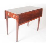 A George III satinwood crossbanded mahogany rectangular topped Pembroke table, with one actual and