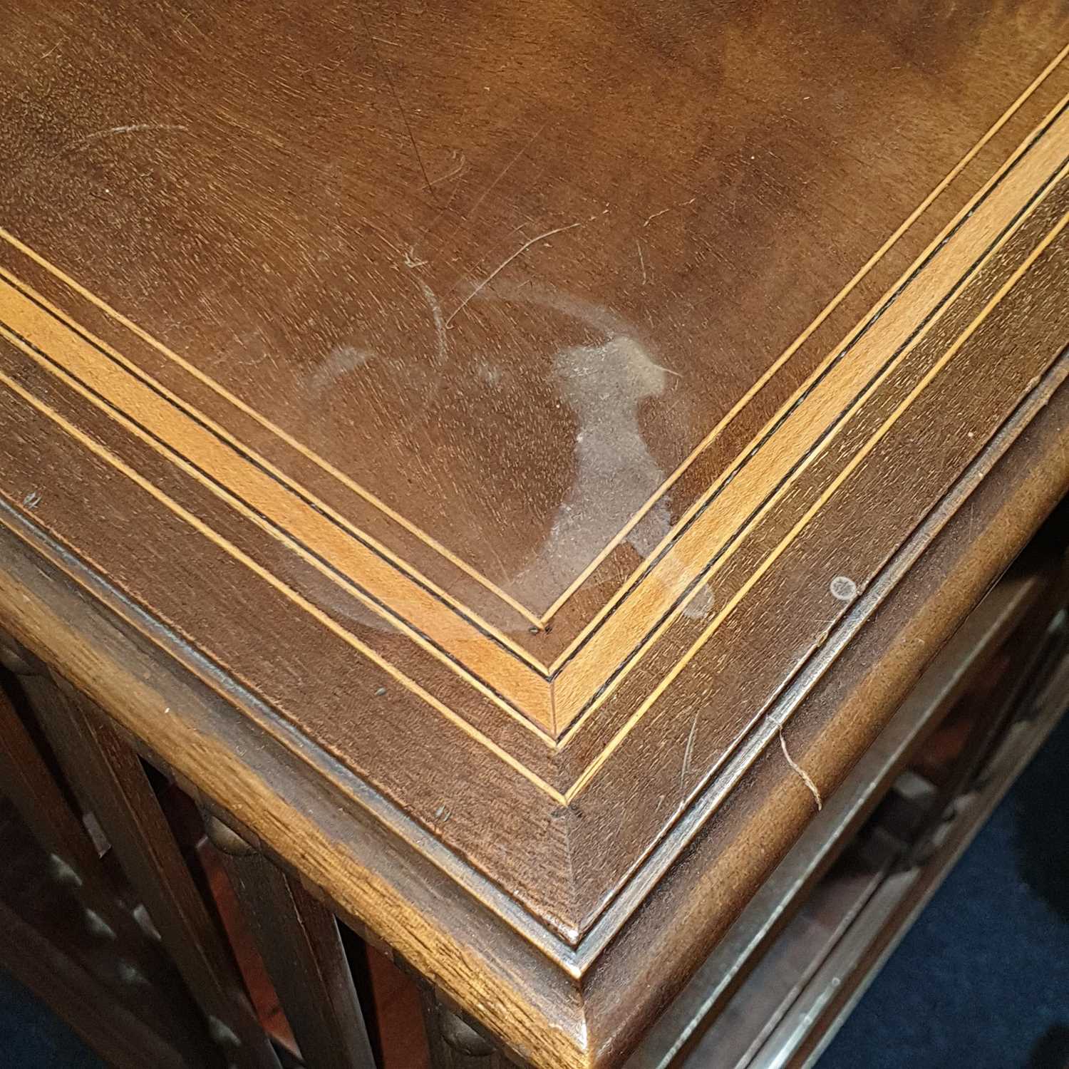 An Edwardian marquetry inlaid mahogany, revolving library bookcase in the manner of Edwards and - Image 6 of 7