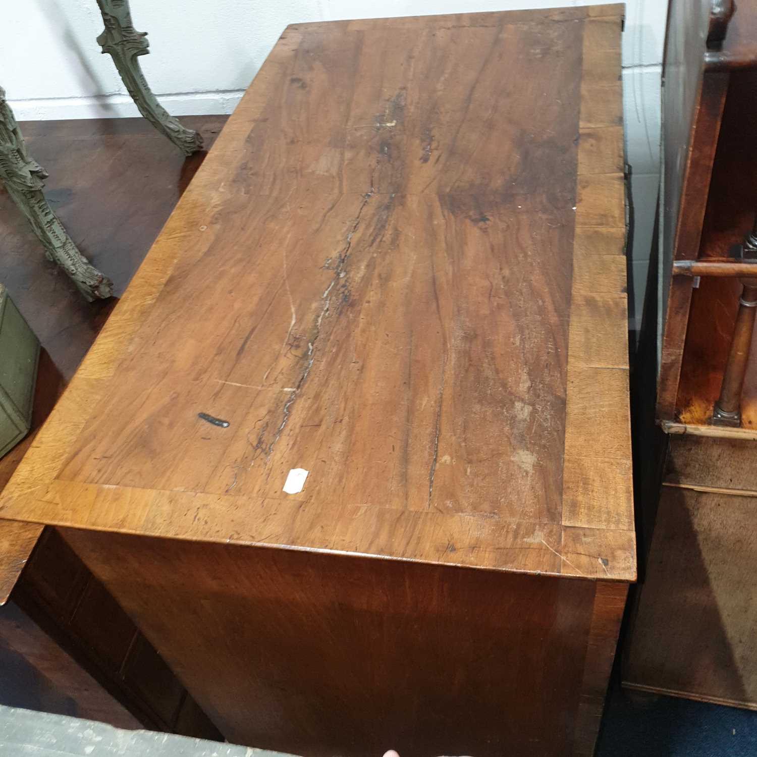 William & Mary walnut chest on stand. with crossbanded and quarter veneered top. Fitted two short - Image 14 of 17