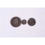 A Henry III short cross penny, an Elizabeth I sixpence, 1572, mm ermine, and a William & Mary