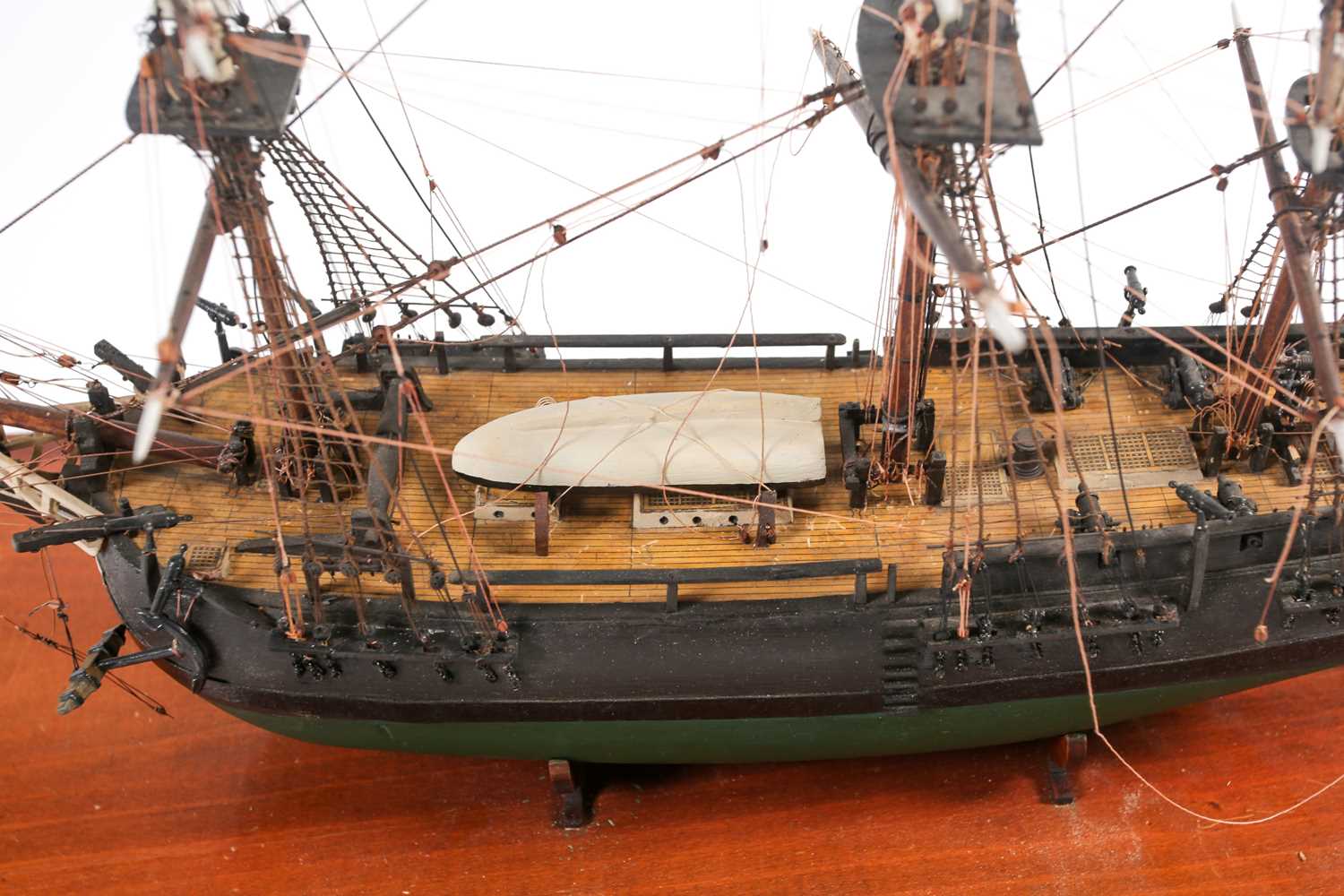 A scale model of the full-rigged HM Bounty with painted detail. Housed in a glazed display case. - Image 4 of 7