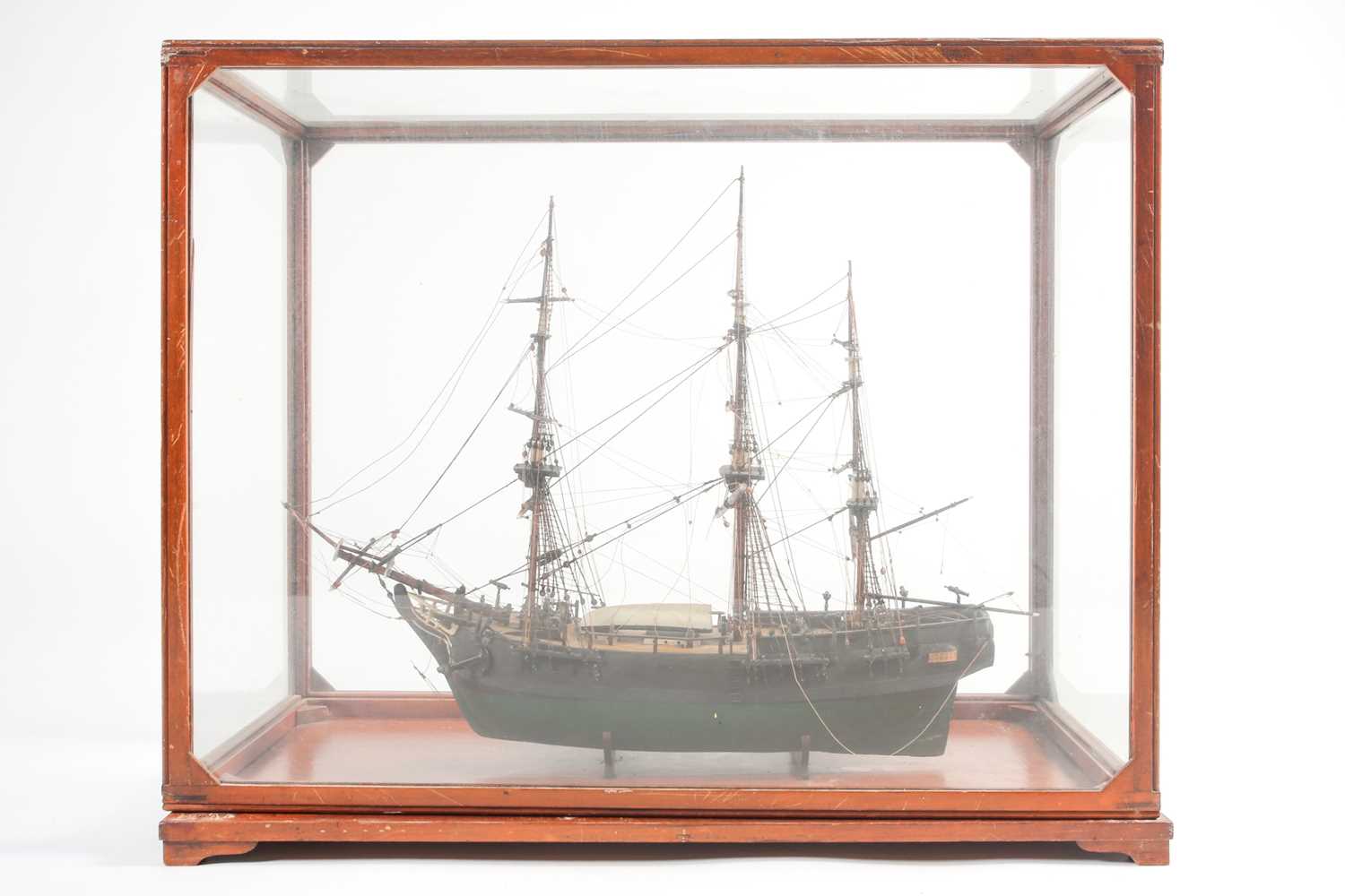 A scale model of the full-rigged HM Bounty with painted detail. Housed in a glazed display case. - Image 6 of 7