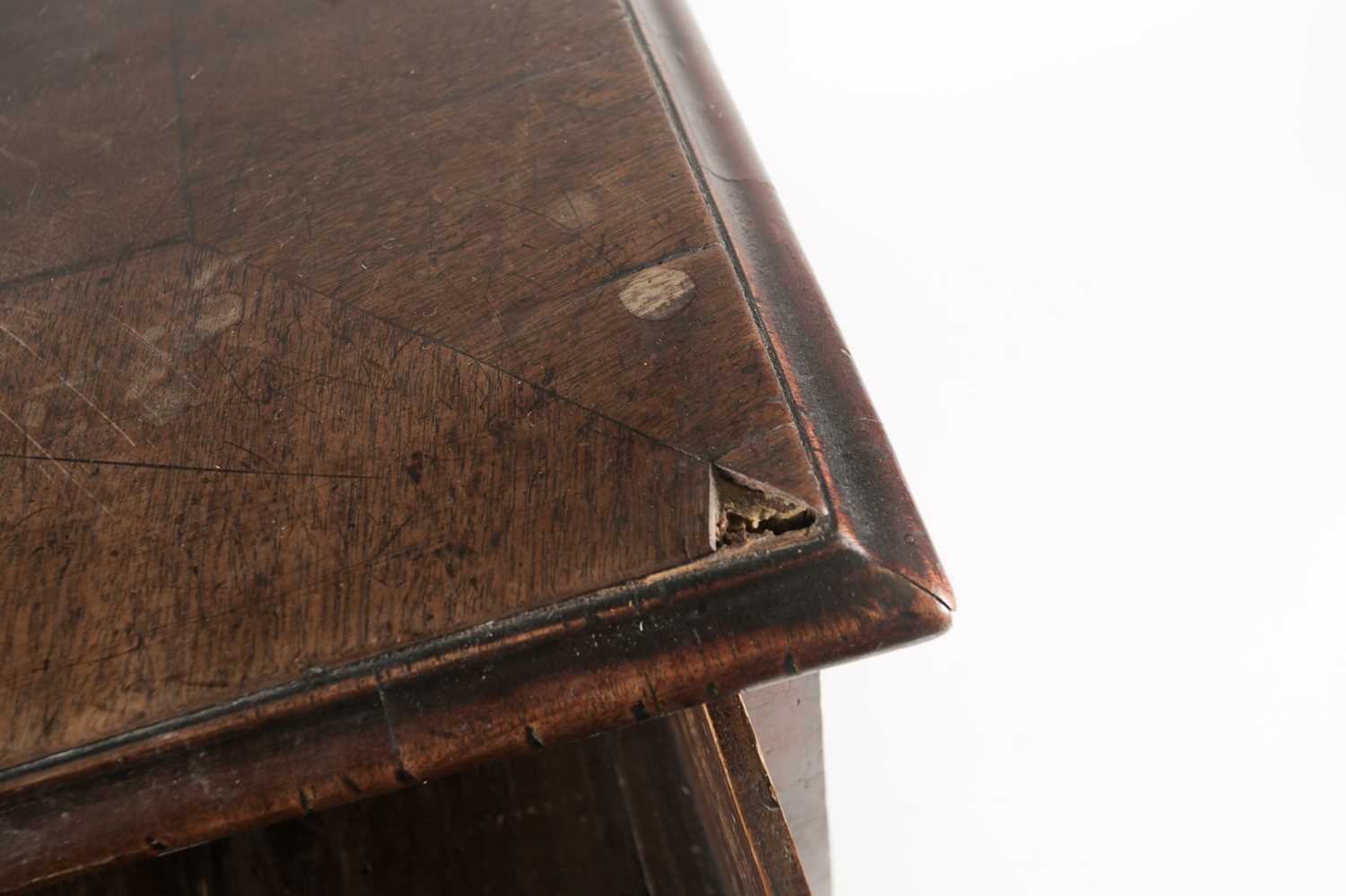 A late George II red walnut veneered chest of drawers, with broad crossbanded top above four - Image 4 of 8