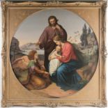 Late 19th century or early 20th century, a large circular depiction of the Holy Family after the