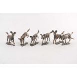 David Tomlinson: a set of six bronze figures of African Hunting Dogs, named differently as 'Leader',