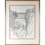 Attributed to John Duncan Fergusson RBA (1874-1961), 'Rocky Inlet', a pencil study with colour