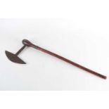 A late 19th/20th century, Zimbabwean (Shona people) ceremonial axe with a crescent-shaped, iron
