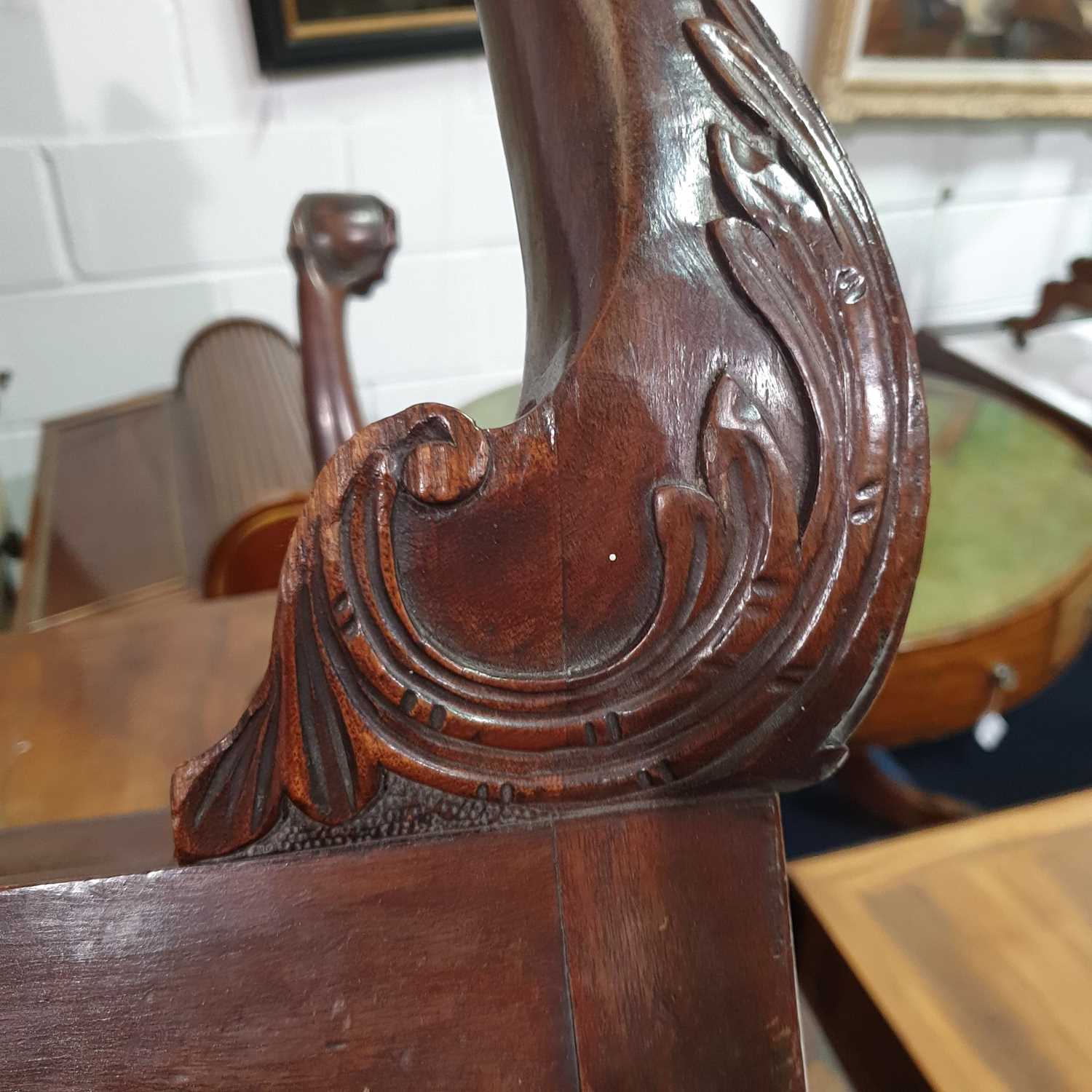 A pair of George III carved and pieced mahogany "Chippendale" style side chairs with bow-shaped - Image 24 of 24