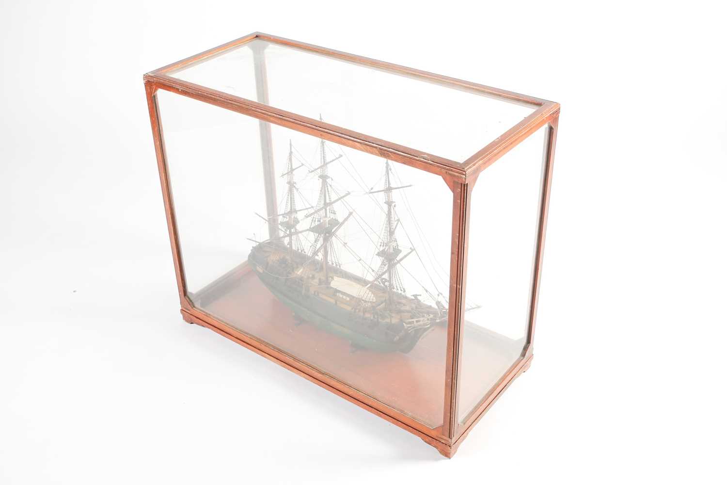 A scale model of the full-rigged HM Bounty with painted detail. Housed in a glazed display case. - Image 7 of 7