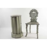 A 19th century Continental carved and painted "Rustic" hall chair and a Victorian-style circular