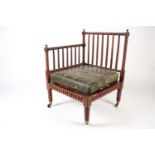 A George IV / William IV turned yew wood bobbin corner armchair. With knob finials and "