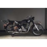 A 1947 Matchless G80 black 500cc motorcycle, Registration CVY 996. Odometer showing 9,360 miles.