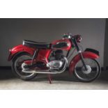 A 1948 James single cylinder maroon motorcycle, Registration: YNF 442. Odometer showing 17,324