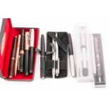 A Mont Blanc fountain pen, a Cross ballpoint pen, six further fountain pens and four ballpoint pens,