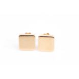 Tiffany & Co. A pair of 18ct yellow gold plain square earrings, approximately 9 x 9 mm, marked T&Co.