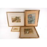 A group of four watercolours, 19th century and later, indistinctly signed or unsigned, the largest