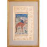 Indo Persian school, 18th/19th century, a prince upon a camel, in natural landscape, within a border