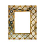 A Venetian style, rectangular wall mirror, 20th century, with applied glass flowers with trellis