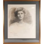 Early 20th-century school, a head and shoulders portrait of a woman, pencil and chalk on paper,