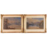 19th century Continental school, a pair of watercolours, watery landscapes, unsigned, 22.5 cm x 32