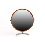 A Luxus teak framed and steel mounted table mirror, with applied label 'Luxus, Sweden' designed by