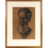 Early 20th century Continental school, a head and shoulders portrait of an elderly man, charcoal