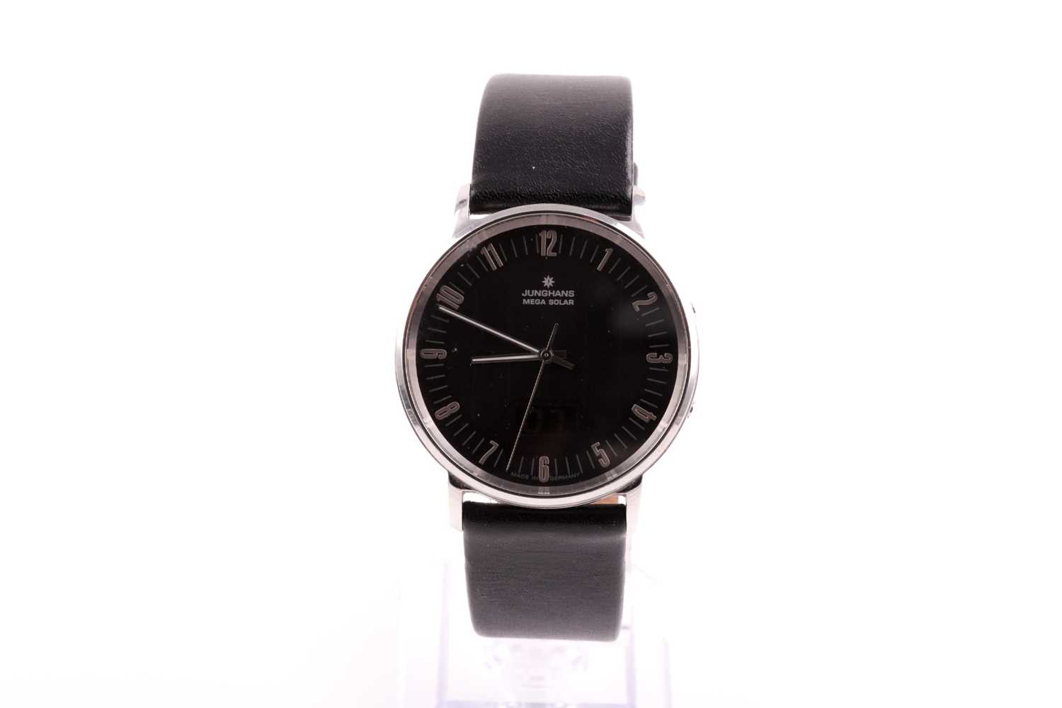 A Junghans Mega Solar radio controlled wristwatch, the black dial with small silvered numerals, - Image 4 of 11