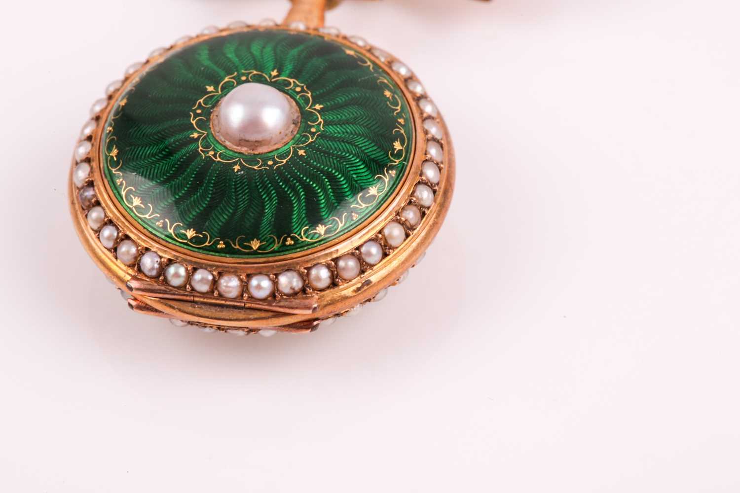 A late 19th century French yellow gold and guilloche enamel pendant fob watch, by Le Roy and Fils, - Image 3 of 10