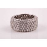 An 18ct white gold and diamond eternity band ring, pave-set with 245 round brilliant-cut diamonds,