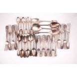 A part canteen of fiddle thread and shell pattern flatware by George Adams; London 1847. Comprising;