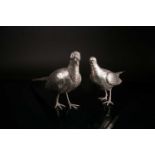 A modern cast silver cock & hen pheasant, William Comyns & Sons Ltd, London 1966, 38cm & 25cm